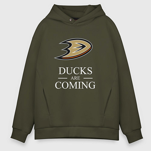 Мужское худи оверсайз Ducks Are Coming, Анахайм Дакс, Anaheim Ducks / Хаки – фото 1