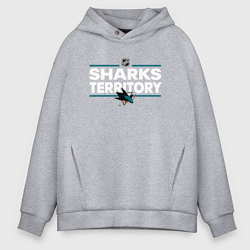 Мужское худи оверсайз SHARKS TERRITORY САН-ХОСЕ ШАРКС / Меланж – фото 1