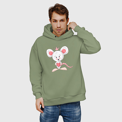 Мужское худи оверсайз Королева мышка / Авокадо – фото 3