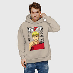 Толстовка оверсайз мужская Eikichi finger, цвет: миндальный — фото 2