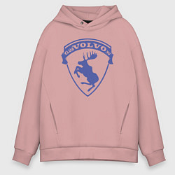 Толстовка оверсайз мужская VOLVO логотип синий, цвет: пыльно-розовый