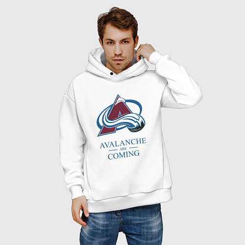 Мужское худи оверсайз Colorado Avalanche are coming , Колорадо Эвеланш / Белый – фото 3