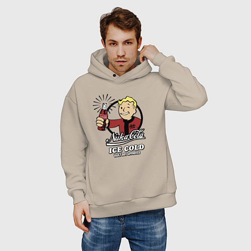 Мужское худи оверсайз Fallout Nuka Cola Vault Boy Approved / Миндальный – фото 3