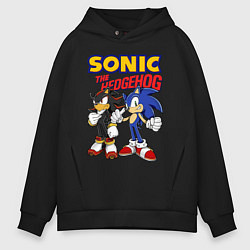 Толстовка оверсайз мужская ЕЖ СОНИК SONIC THE HEDGEHOG, цвет: черный