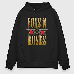 Толстовка оверсайз мужская GUNS N ROSES , ГРУППА, цвет: черный