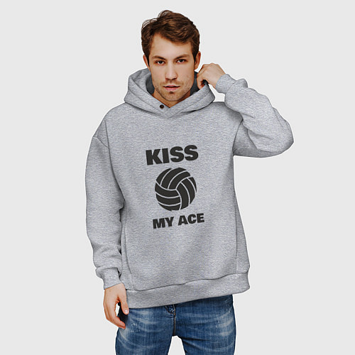Мужское худи оверсайз Volleyball - Kiss My Ace / Меланж – фото 3