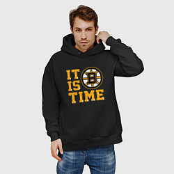 Толстовка оверсайз мужская It Is Boston Bruins Time, Бостон Брюинз, цвет: черный — фото 2