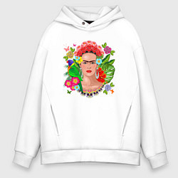 Толстовка оверсайз мужская Фрида Кало Мексика Художник Феминист, цвет: белый