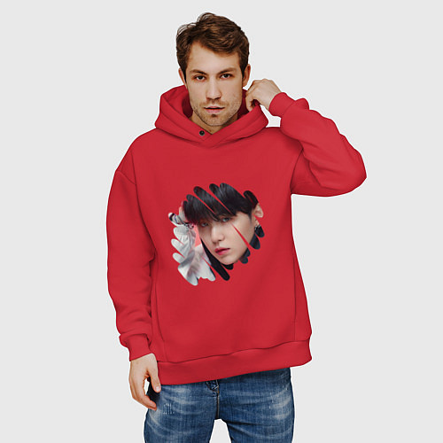 Мужское худи оверсайз Agust D SUGA BTS / Красный – фото 3