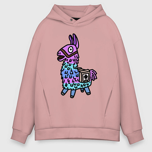 Мужское худи оверсайз Фортнайт Лама Fortnite Lama / Пыльно-розовый – фото 1
