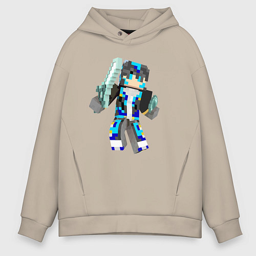 Мужское худи оверсайз Minecraft Warrior! / Миндальный – фото 1