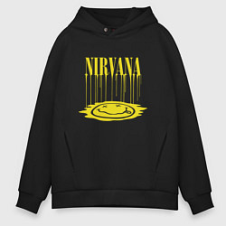 Толстовка оверсайз мужская Nirvana Логотип Нирвана, цвет: черный