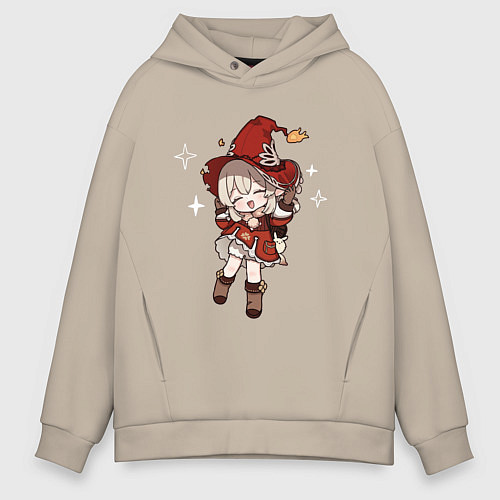 Мужское худи оверсайз Алая ведьмочка Кли / Миндальный – фото 1