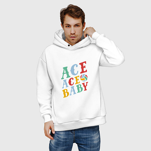 Мужское худи оверсайз Ace Ace Baby / Белый – фото 3