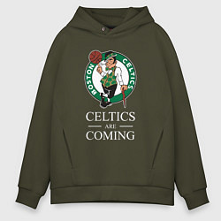 Толстовка оверсайз мужская Boston Celtics are coming Бостон Селтикс, цвет: хаки