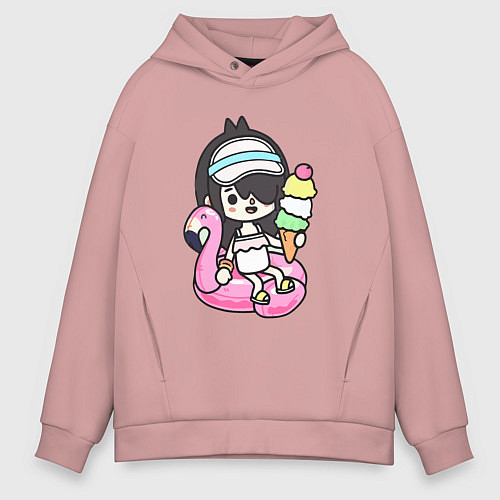Мужское худи оверсайз Toca Boca девочка геймер / Пыльно-розовый – фото 1