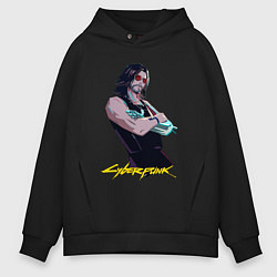 Толстовка оверсайз мужская Джонни Cyberpunk2077 Johnny, цвет: черный