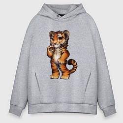 Толстовка оверсайз мужская !Милый тигра!, цвет: меланж