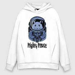 Толстовка оверсайз мужская Могучий мышонок, цвет: белый