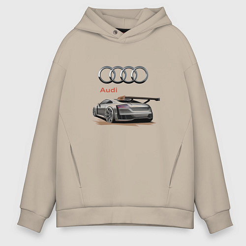Мужское худи оверсайз Audi Racing team / Миндальный – фото 1