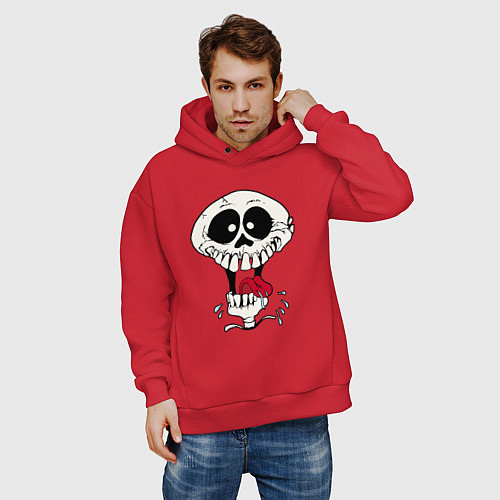 Мужское худи оверсайз Smile Hype Skull / Красный – фото 3