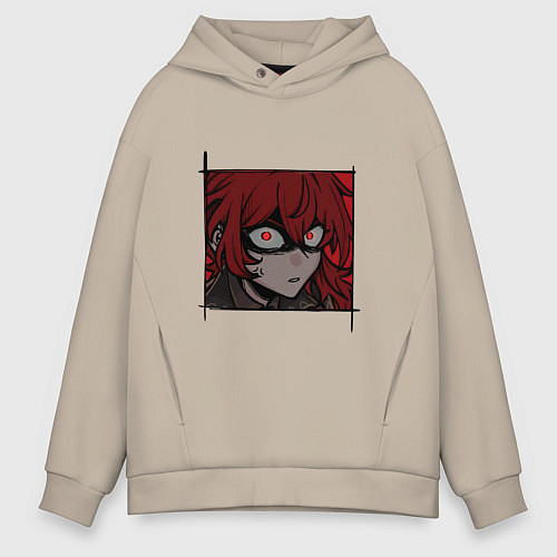 Мужское худи оверсайз Злой Дилюк / Миндальный – фото 1