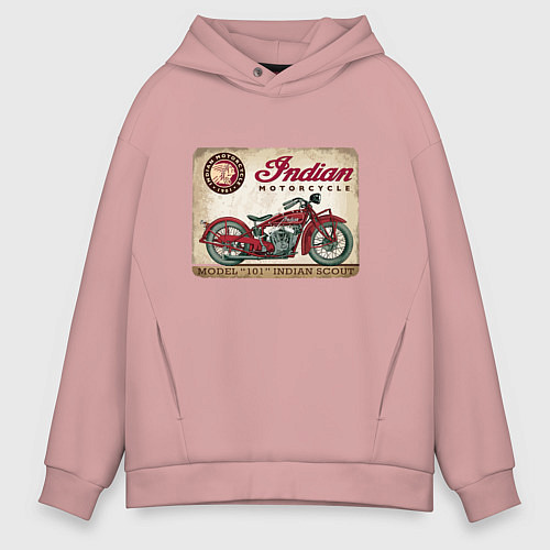 Мужское худи оверсайз Indian motorcycle 1901 / Пыльно-розовый – фото 1