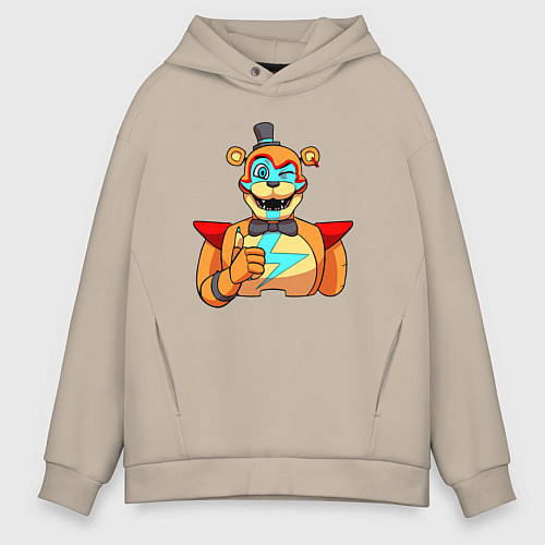 Мужское худи оверсайз Five Nights at Freddys: Security Breach - Глэмрок / Миндальный – фото 1