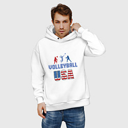 Толстовка оверсайз мужская USA - Volleyball, цвет: белый — фото 2