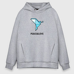 Толстовка оверсайз мужская Мир и любовь, голубь, цвет: меланж
