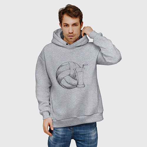 Мужское худи оверсайз Volleyball Juice / Меланж – фото 3