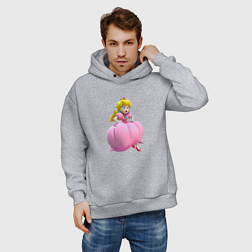 Мужское худи оверсайз Принцесса Персик Super Mario Beauty / Меланж – фото 3