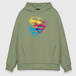 Толстовка оверсайз мужская Лого Супермена, цвет: авокадо