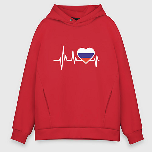 Мужское худи оверсайз Пульс России / Красный – фото 1