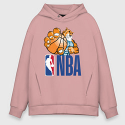 Толстовка оверсайз мужская NBA Tiger, цвет: пыльно-розовый