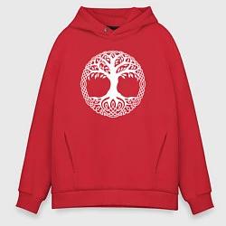 Толстовка оверсайз мужская Мировое Дерево Славян, цвет: красный