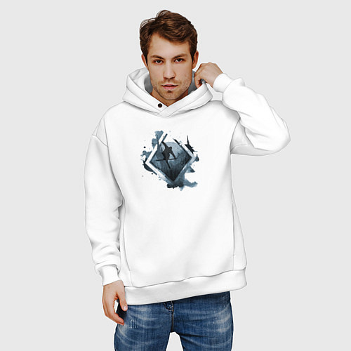 Мужское худи оверсайз Горные Лыжи / Белый – фото 3