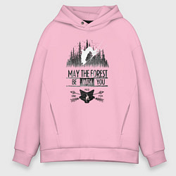 Толстовка оверсайз мужская Лыжи и Лес, цвет: светло-розовый