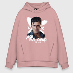 Толстовка оверсайз мужская Эш - Зловещие Мертвецы, цвет: пыльно-розовый