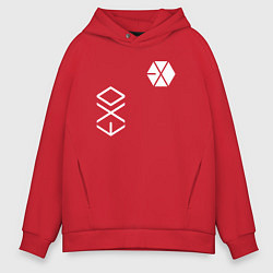 Толстовка оверсайз мужская Логотип группы exo, цвет: красный