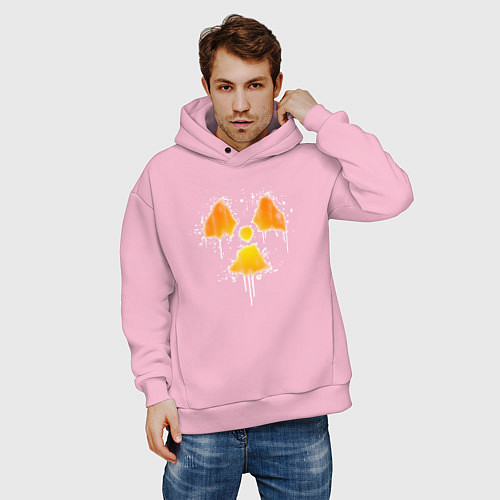 Мужское худи оверсайз Radioactive symbol / Светло-розовый – фото 3