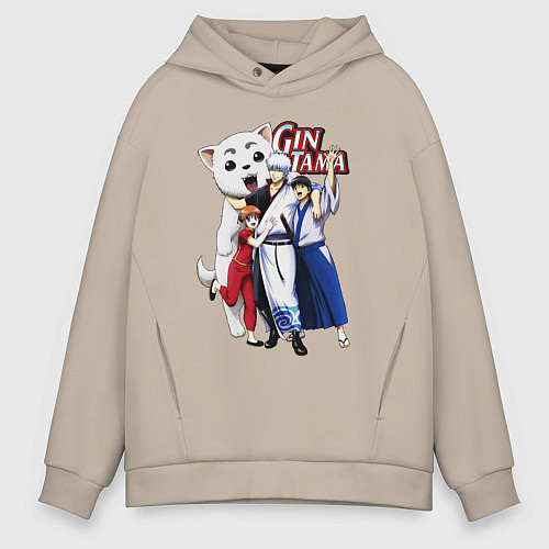 Мужское худи оверсайз Gin Tama Sadaharu / Миндальный – фото 1