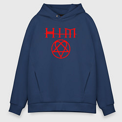 Толстовка оверсайз мужская Him logo, цвет: тёмно-синий