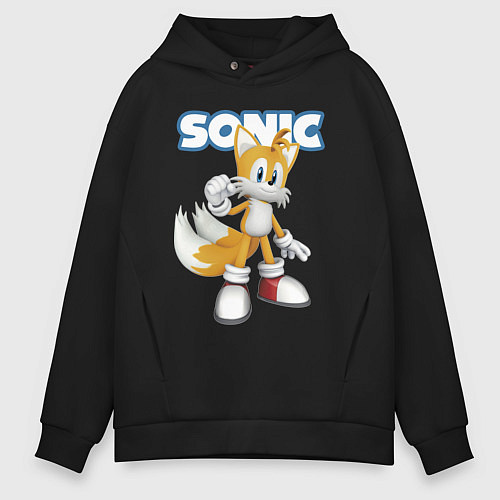 Мужское худи оверсайз Майлз Тейлз Прауэр Sonic Видеоигра / Черный – фото 1