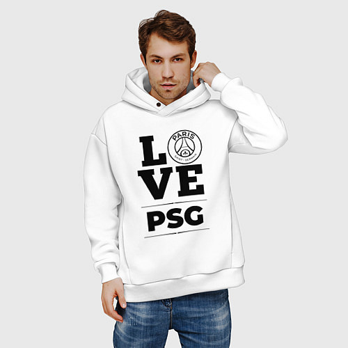 Мужское худи оверсайз PSG Love Классика / Белый – фото 3