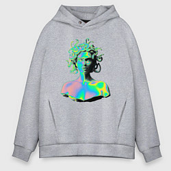 Толстовка оверсайз мужская Gorgon Medusa Vaporwave Neon, цвет: меланж