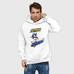 Толстовка оверсайз мужская Sonic Free Riders Hedgehog Racer, цвет: белый — фото 2