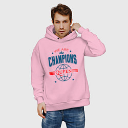 Толстовка оверсайз мужская QUEEN WE ARE THE CHAMPIONS, цвет: светло-розовый — фото 2