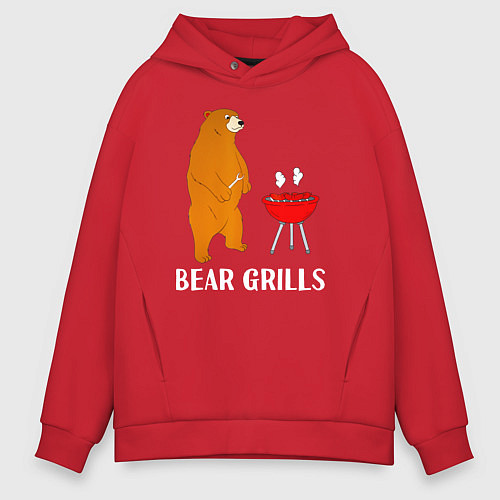 Мужское худи оверсайз Bear Grills Беар Гриллс / Красный – фото 1