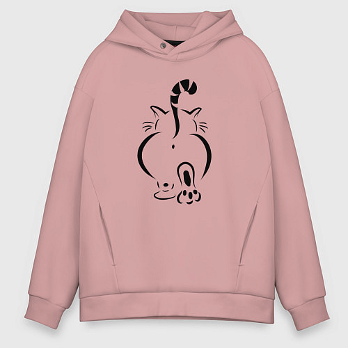 Мужское худи оверсайз Очень-очень важный кот / Пыльно-розовый – фото 1